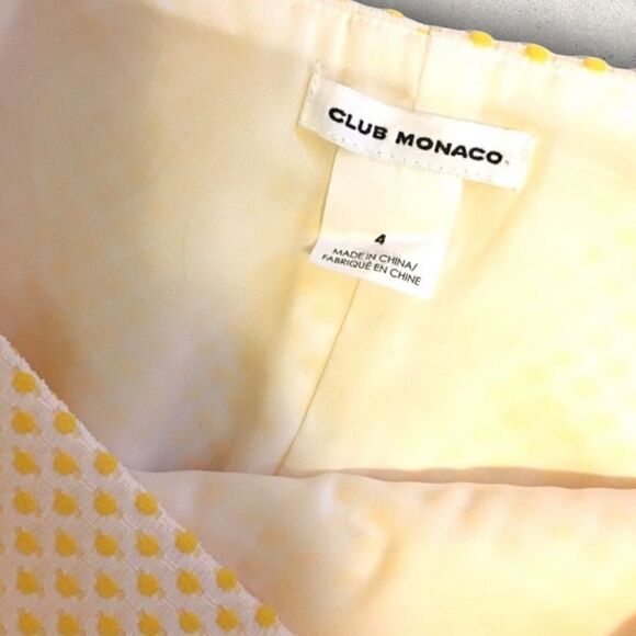 Club Monaco Yellow Polkadot Sleeveless Peplum Top and Mini Skirt Set, Size 4 - Picture 6 of 6